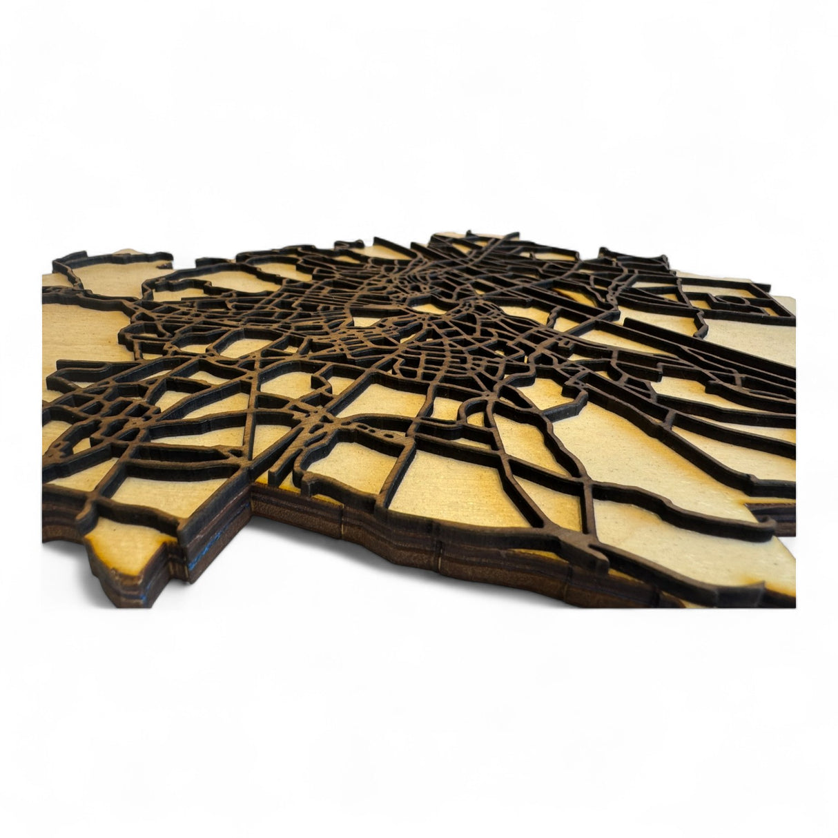 Wien zum Anfassen – Detaillierter Holz-Stadtplan mit Donau & Straßennetz