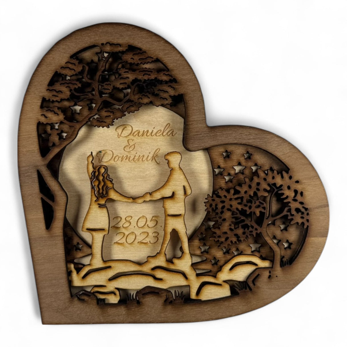 Holzherz "Unsere Liebe" – personalisiertes Geschenk für Paare
