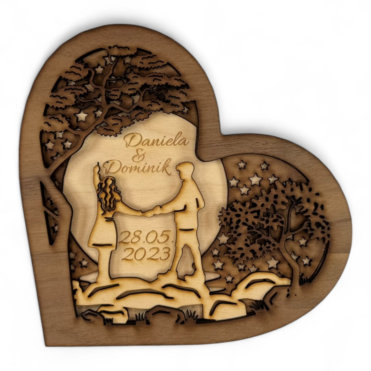 Holzherz "Unsere Liebe" – personalisiertes Geschenk für Paare