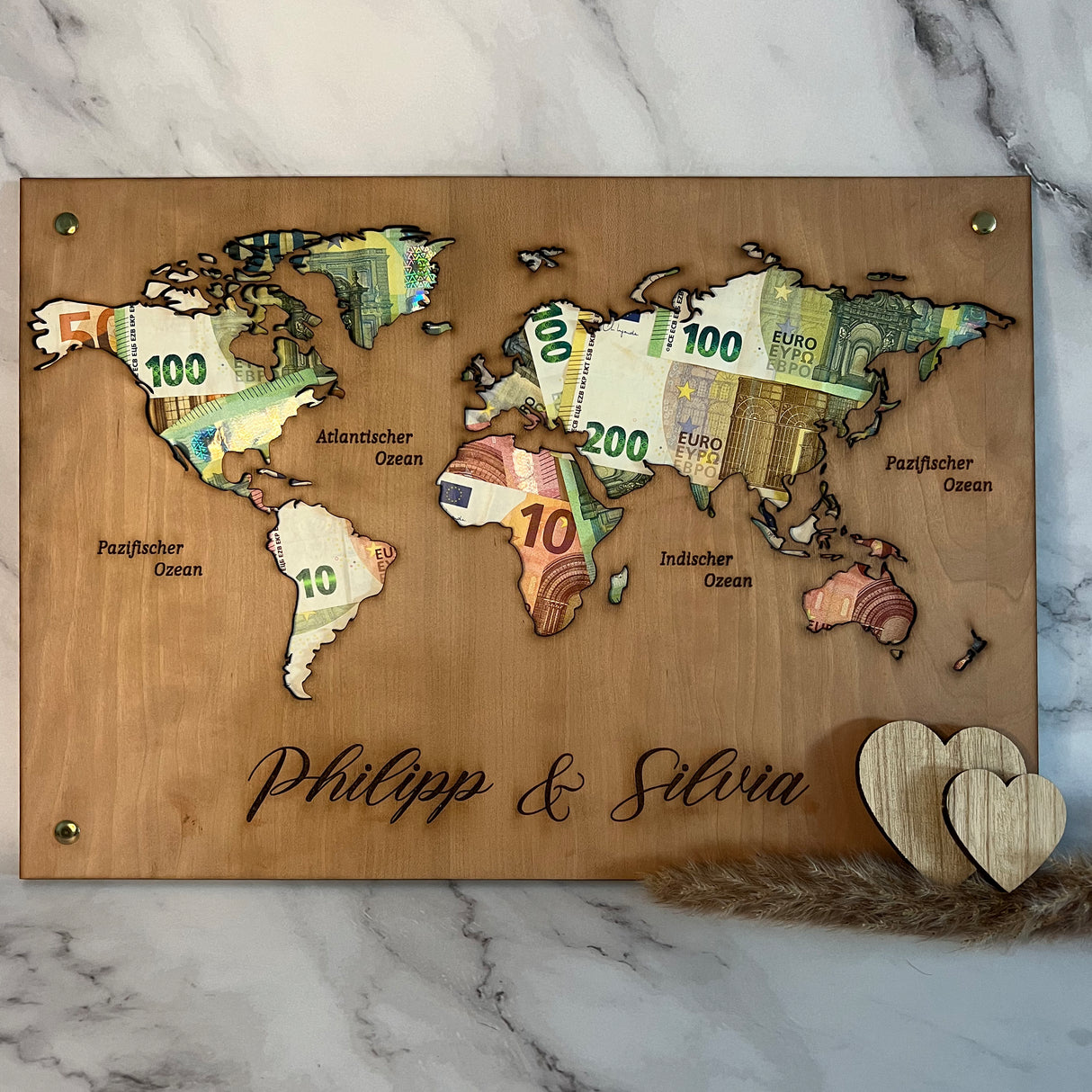 Geldgeschenk - Weltkarte