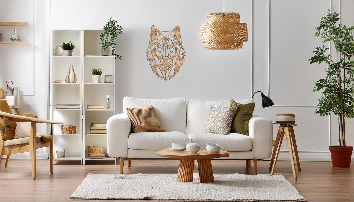 Wanddeko geometrischer Wolf