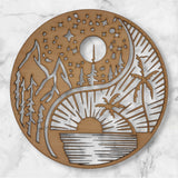 Wandschild "Yin und Yang - Wald und Strand"