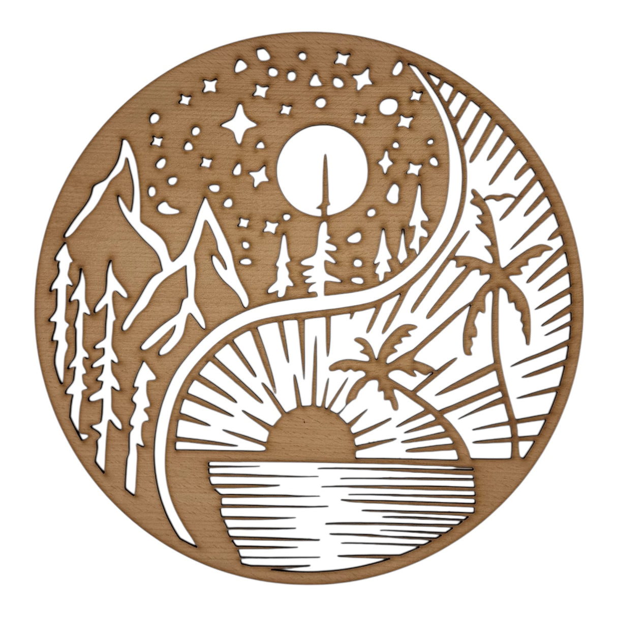 Wandschild "Yin und Yang - Wald und Strand"
