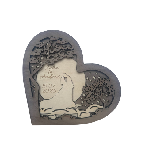 Holzherz "Unsere Hochzeit" – personalisiertes Geschenk für Paare